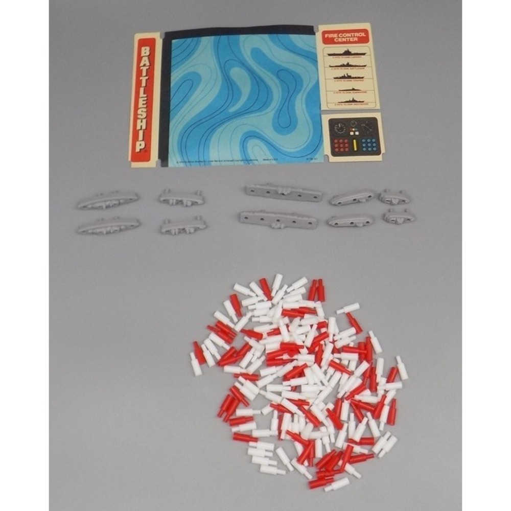 1978 Battleship Game Ocean Grid + 10 Ships & Red White Pegs Orig Replace Vtg